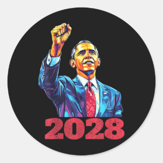 Sticker Rond Barack Obama 2028 Voter Une Chemise Obama Pour Le