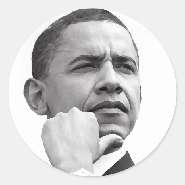 STICKER ROND BARACK OBAMA, 44E PRÉSIDENT DES ÉTATS-UNIS (Devant)