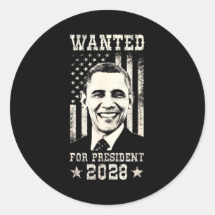 Sticker Rond Barack Obama 44e président recherché pour la 48e p