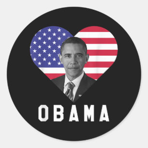 Sticker Rond Barack Obama 44ème Président des États-Unis J'aime