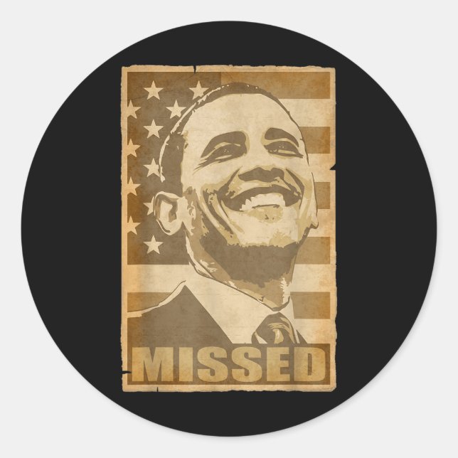 Sticker Rond Barack Obama a manqué l'affiche Torn (Devant)