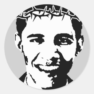 Sticker Rond Barack Obama en Jésus