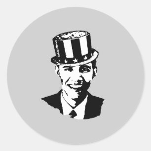 Sticker Rond Barack Obama en tant qu'oncle Sam