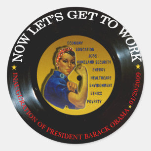 STICKER ROND BARACK OBAMA INAUGURATION VINYL