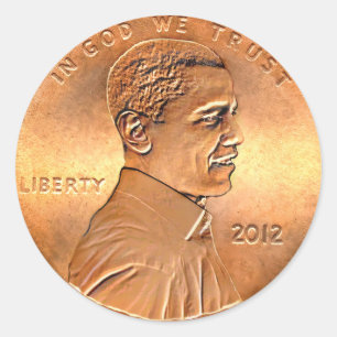 Sticker Rond Barack Obama Penny 2012