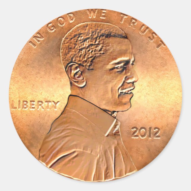 Sticker Rond Barack Obama Penny 2012 (Devant)