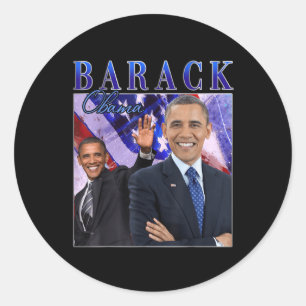 Sticker Rond Barack Obama Style Vintage rétro