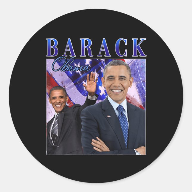 Sticker Rond Barack Obama Style Vintage rétro (Devant)