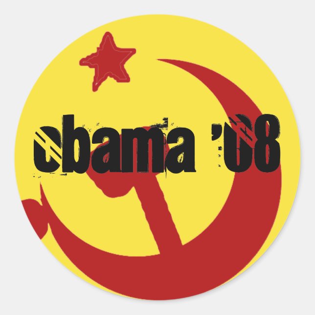 Sticker Rond Barack ObamaObamaschange, Obama08, Obama08 (Devant)