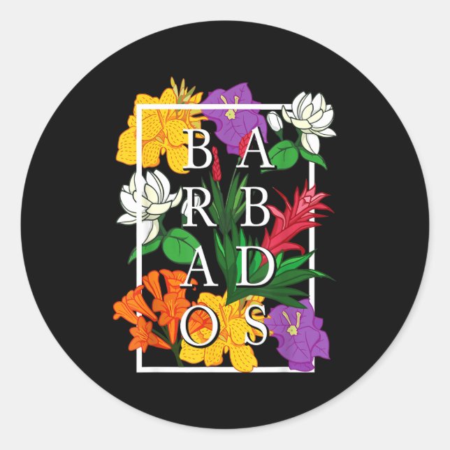 Sticker Rond Barbados Bajan Wildflower Pride Floral  (Devant)
