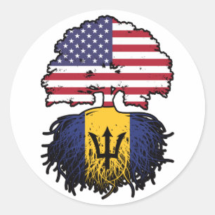 Sticker Rond Barbados Barbadian American États-Unis Tree Roots 
