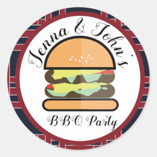 Sticker Rond Barbecue barbecue bébé Q Baby shower d'anniversair