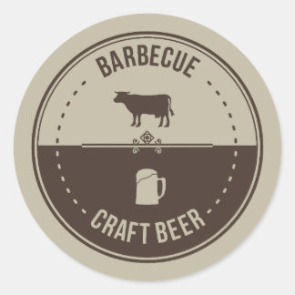 Sticker Rond Barbecue et bière, insigne barbecue