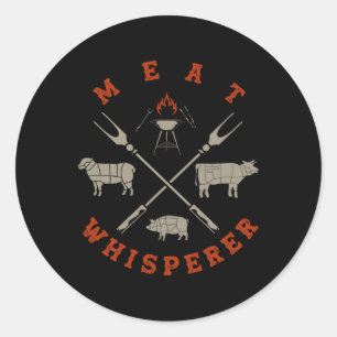 Sticker Rond Barbecue Fumé Grillade Viande Fumée Viande Whisper