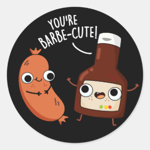 Sticker Rond Barbecue Funny Barbecue Pun Dark BG