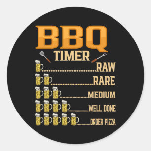 Sticker Rond Barbecue Timer Rare Rare Moyen Bien Fait Grill Ama