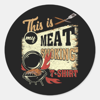 Sticker Rond Barbecue vintage Master Chef Grill Voici Ma Viande