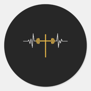 Sticker Rond Barbell Cross Dumbbell Jesus Funny Christian Worko