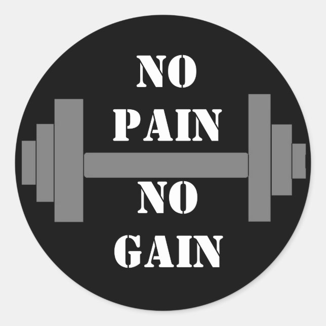 Sticker Rond barbell NO PAIN NO GAIN (Devant)
