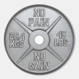 Sticker Rond Barbell Plate - Pas de douleur pas de gain