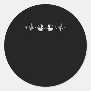 Sticker Rond Barbell Weightlifting Heartbeat
