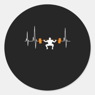 Sticker Rond Barbell Weightlifting Heartbeat