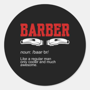 Sticker Rond Barber Noun