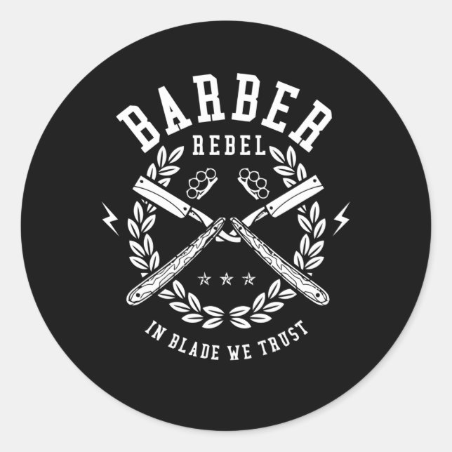 Sticker Rond Barber Rebel (Devant)