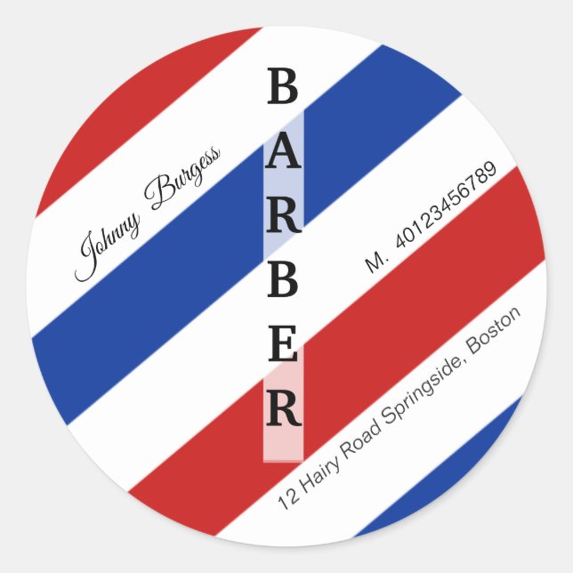 Sticker Rond Barber Shop Pole Coiffeur professionnel moderne (Devant)