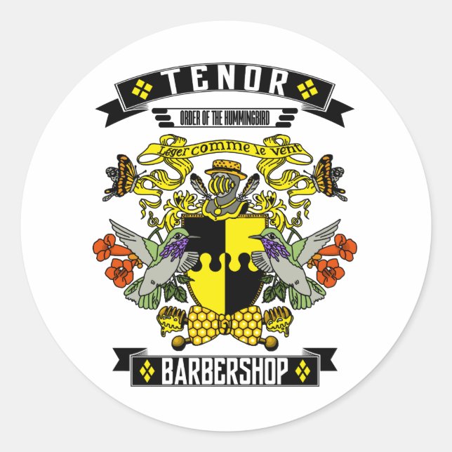 Sticker Rond Barbershop Tenor Armoiries (Devant)