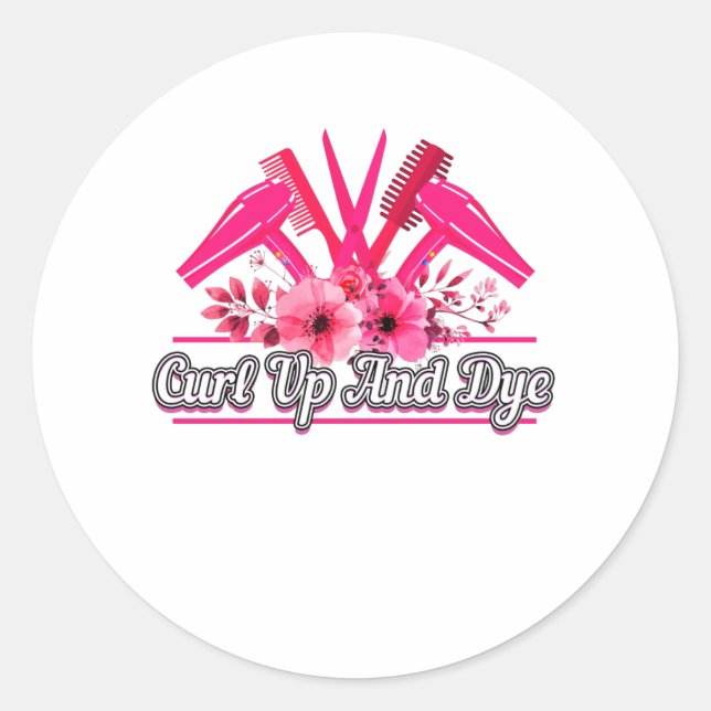 Sticker Rond Barbier, Ciseaux, Peigne, Sèche-cheveux (Devant)