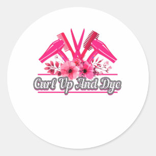 Sticker Rond Barbier, Ciseaux, Peigne, Sèche-cheveux