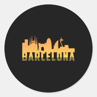 Sticker Rond Barcelona Espagne City Skyline Ville Ville Paysage
