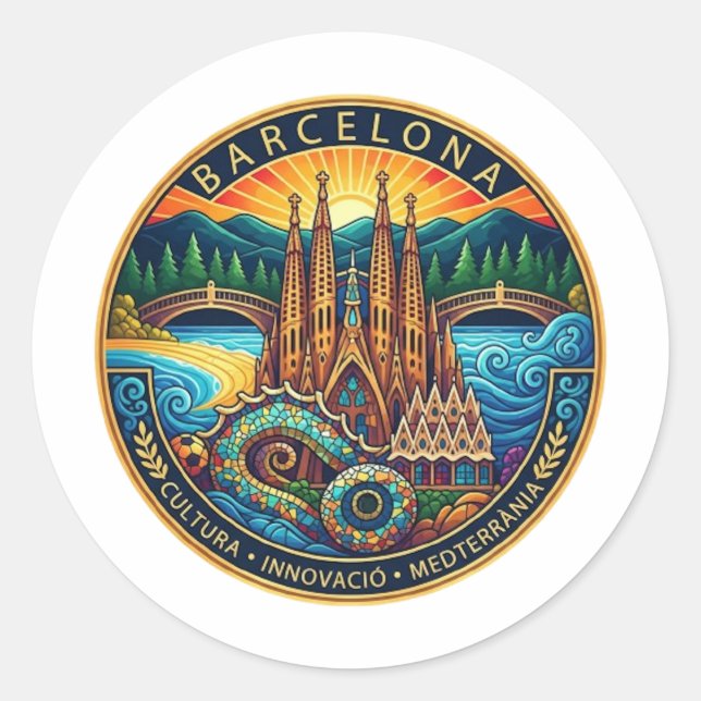 STICKER ROND BARCELONE (Devant)