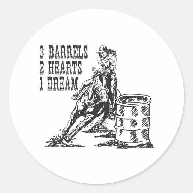 Sticker Rond Baril Racing 3 Barils 2 Coeurs 1 Dream Magnet (Devant)