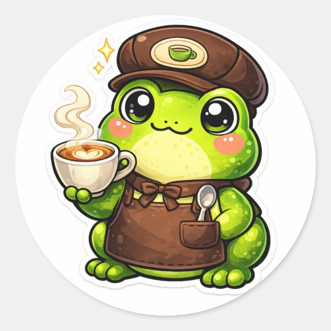 Sticker Rond Barista Grenouille (Devant)