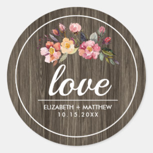 Sticker Rond Barn Wood   Mariage de fleurs d'automne