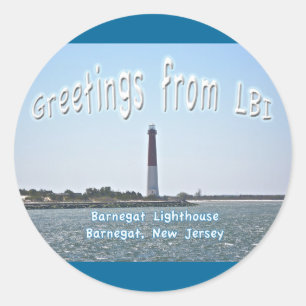 Sticker Rond Barnegat Lighthouse (Vieux Barney) Salutations LBI