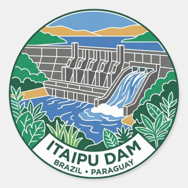 Sticker Rond Barrage d'Itaipu Brésil / Paraguay (Devant)
