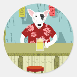 Sticker Rond Barre anglaise Bull Terrier Tiki