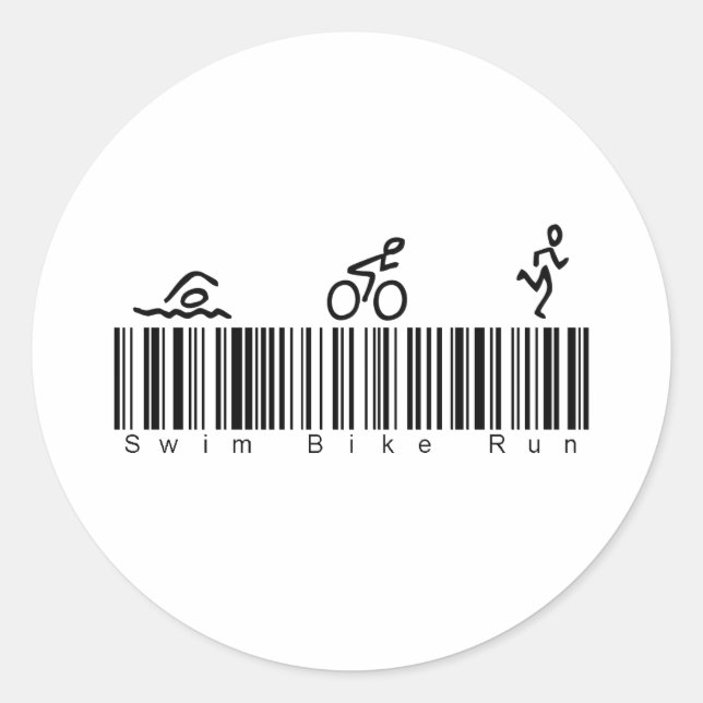 Sticker Rond Barre Code Swim Bike Run (Devant)
