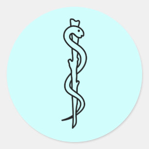 Sticker Rond Barre d'Asclepius [symbole médical]