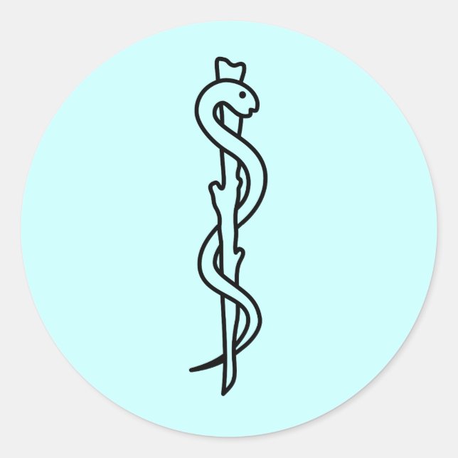 Sticker Rond Barre d'Asclepius [symbole médical] (Devant)