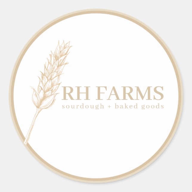 Sticker Rond Barre de blé de boulangerie personnalisée (Devant)