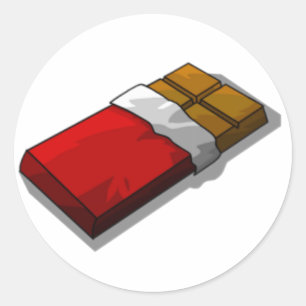 Sticker Rond Barre de chocolat en emballage rouge
