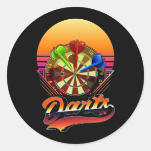 Sticker Rond Barre de Vaporwave Jetant Dartboard Bullseye Darts