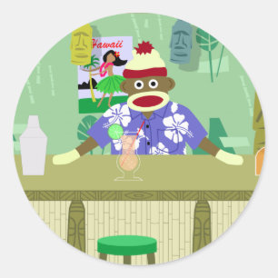 Sticker Rond Barre Tiki du singe de Sock
