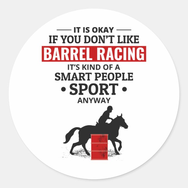 Sticker Rond Barrel Racer Rodéo Course Cheval équitation Drôle (Devant)