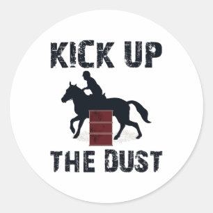 Sticker Rond Barrel Racing Rodéo Cheval équitation drôle