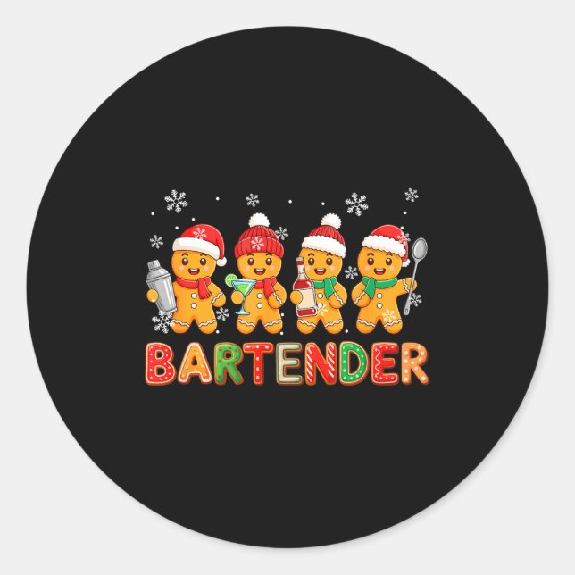 Sticker Rond Bartender Job Group Santa Gingerbreads Xmas Cookie (Devant)